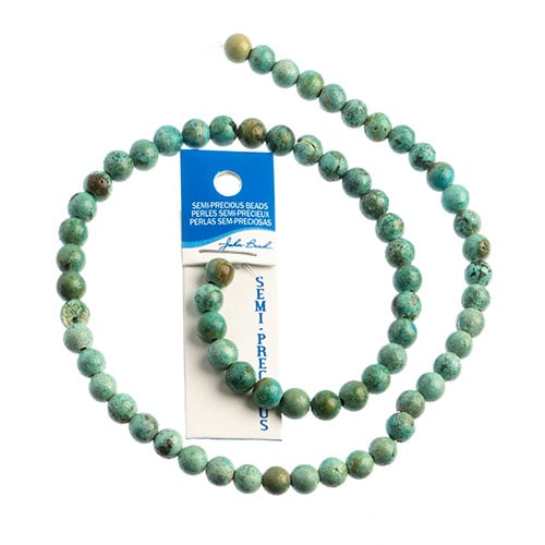 Semi-Precious Beads 16in Turquoise Natural Round
