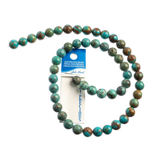 Semi-Precious Beads 16in Turquoise Natural Round