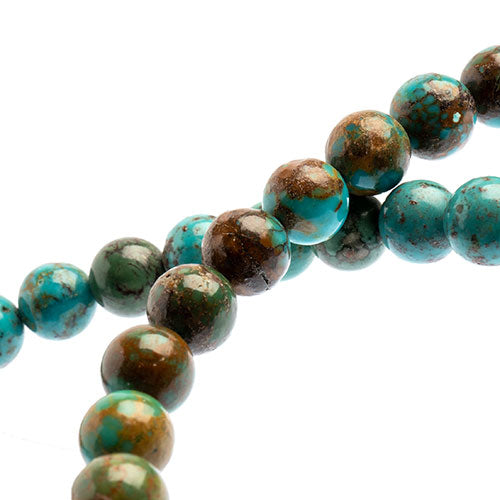 Semi-Precious Beads 16in Turquoise Natural Round
