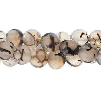 Semi-Precious Black Dragon Agate Dyed Round 7in Strung