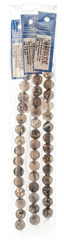 Semi-Precious Black Dragon Agate Dyed Round 7in Strung