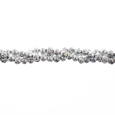 Earth's Jewels Lava Stone 8in Round Metallic Silver