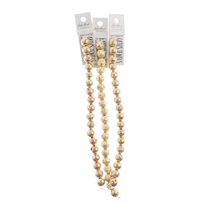 Earth's Jewels Lava Stone 8in Round Metallic Light Gold