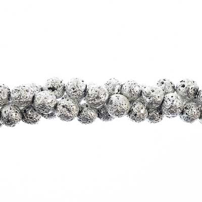 Earth's Jewels Lava Stone 8in Round Metallic Silver