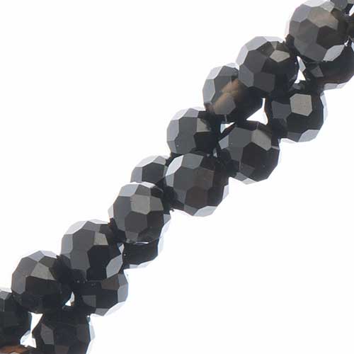Earth's Jewels 2mm Black Agate 2Strands X 7in Round Natural Approx 180pcs