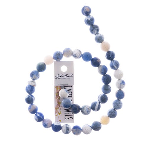 Earth's Jewels Round Matte Sodalite Natural 16in Strand