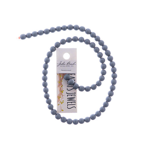 Earth's Jewels Round Matte Hematite Natural 16in Strand