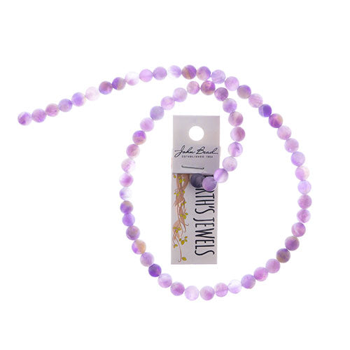 Earth's Jewels Round Matte Dog Teeth Amethyst Natural 16in Strand