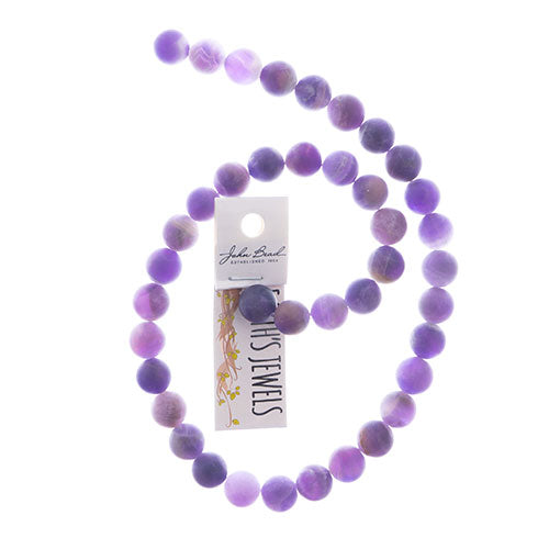 Earth's Jewels Round Matte Dog Teeth Amethyst Natural 16in Strand