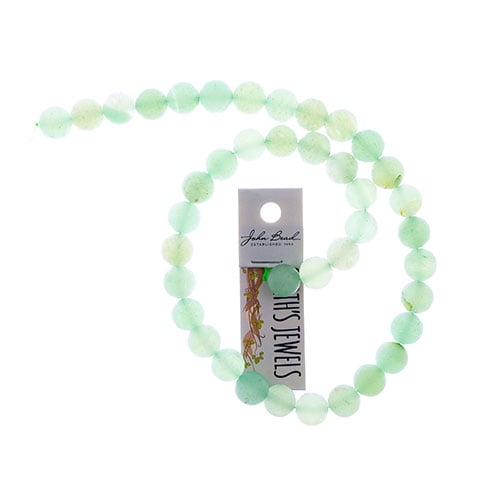 Earth's Jewels Round Matte Green Aventurine Natural 16in Strand