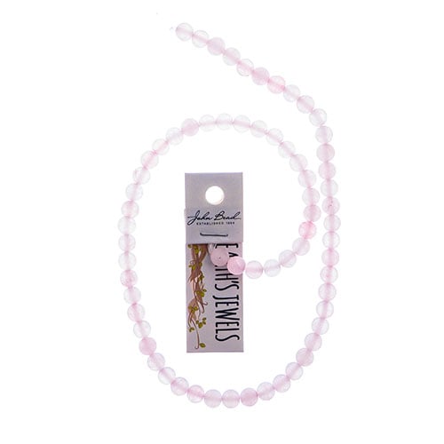 Earth's Jewels Round Matte Rose Quartz Natural 16in Strand