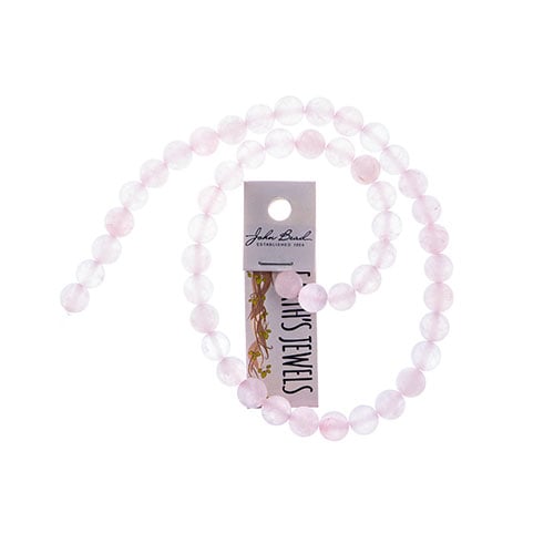 Earth's Jewels Round Matte Rose Quartz Natural 16in Strand