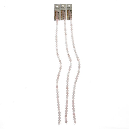 Earth's Jewels Round Matte Rose Quartz Natural 16in Strand