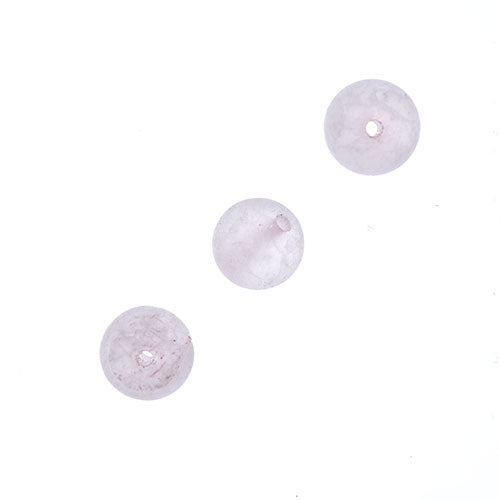 Earth's Jewels Round Matte Rose Quartz Natural 16in Strand