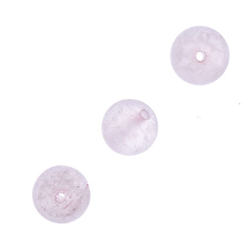 Earth's Jewels Round Matte Rose Quartz Natural 16in Strand