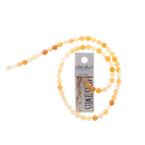 Earth's Jewels Round Matte Yellow Jade 16in Strand