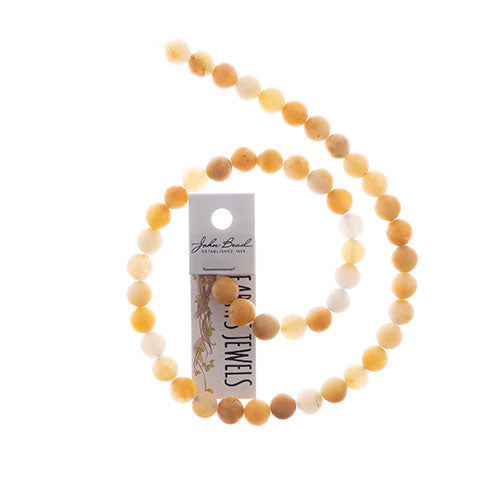 Earth's Jewels Round Matte Yellow Jade 16in Strand