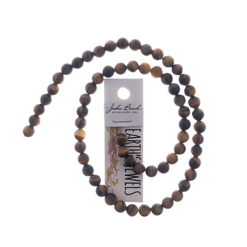 Earth's Jewels Round Matte Tiger Eye Natural 16in Strand