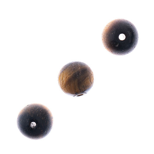 Earth's Jewels Round Matte Tiger Eye Natural 16in Strand