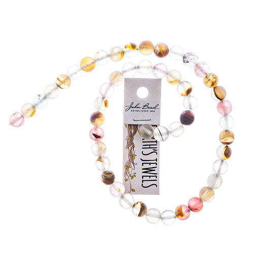 Earth's Jewels Round Matte Cherry Quartz 16in Strand