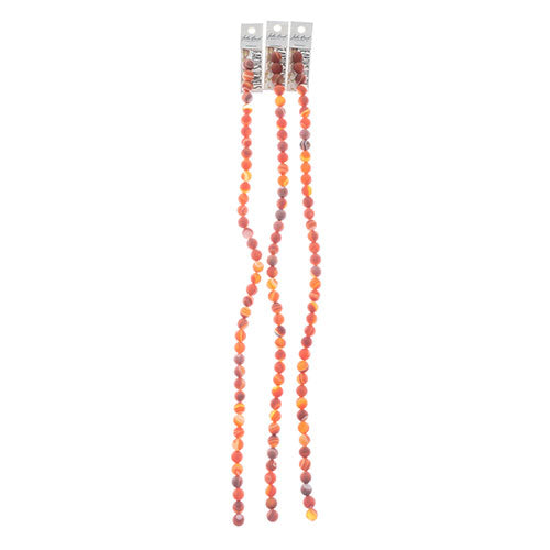 Earth's Jewels Round Matte Striped Agate Red Dyed 16in Strand