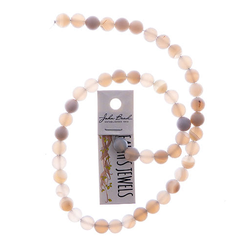Earth's Jewels Round Matte Striped Agate Natural 16in Strand