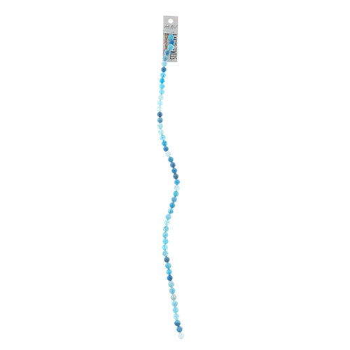 Earth's Jewels Round Matte Striped Agate Blue Dyed 16in Strand