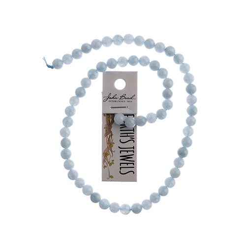 Earth's Jewels Beads 16in Round Aquamarine 6mm