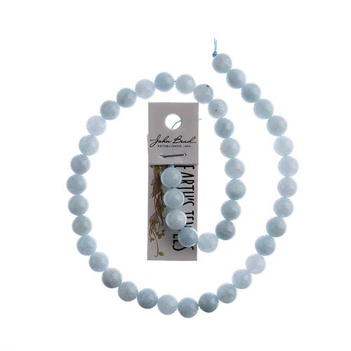 Earth's Jewels Beads 16in Round Aquamarine 8mm