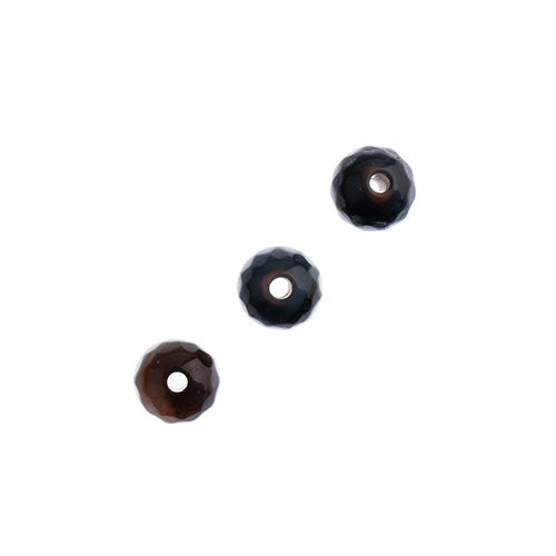 Earths Jewels 16in Tibetan Dzi Agate Round Beads - Facetted Striped Banded Black White