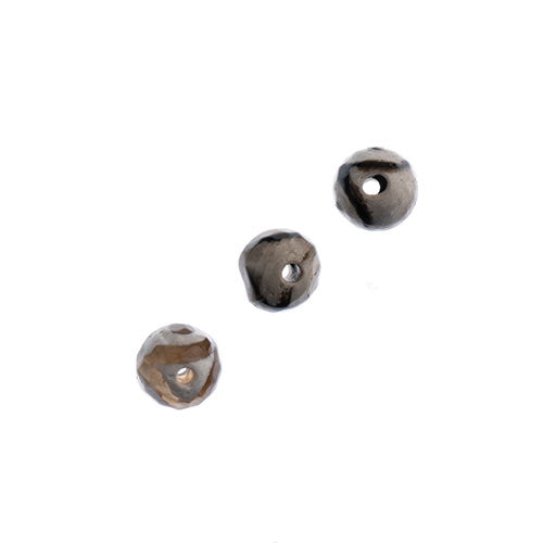 Earths Jewels 16in Tibetan Dzi Agate Round Beads - Facetted Evil Eye Grey