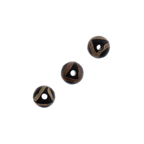 Earths Jewels 16in Tibetan Dzi Agate Round Beads - Frosted Matte Evil Eye Black