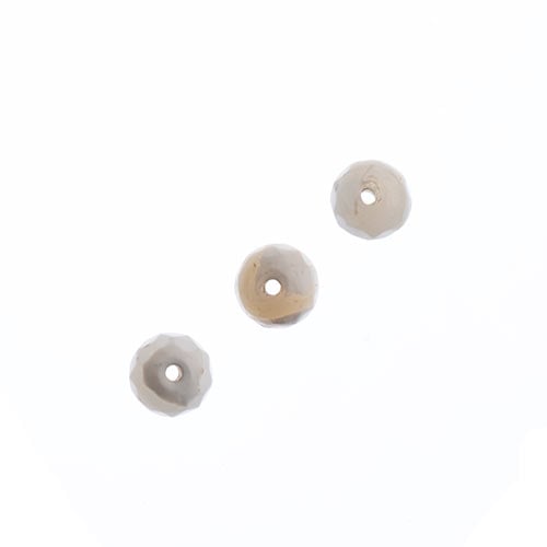 Earths Jewels 16in Tibetan Dzi Agate Round Beads - Facetted Swirl Pattern White