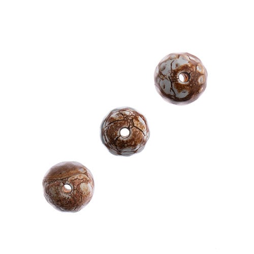 Earths Jewels 16in Tibetan Dzi Agate Round Beads - Facetted Striped Banded Topaz