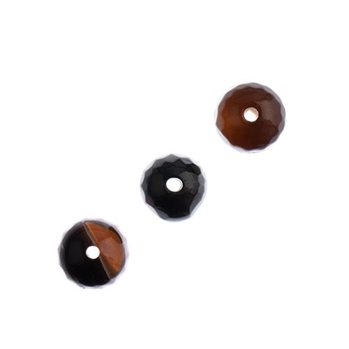 Earths Jewels 16in Tibetan Dzi Agate Round Beads - Facetted Striped Banded Multicolor
