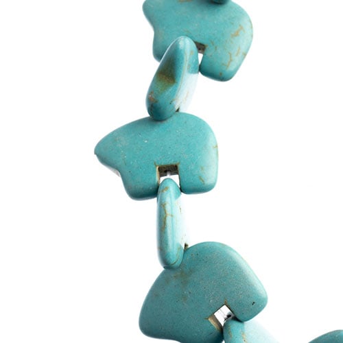Reconstructed Turquoise Bear 8in Strung Beads