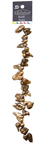 Freshwater Pearl Mussel Shape 8-26mm 8" Strand Gold