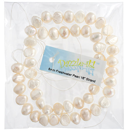 Freshwater Pearl Fancy Shape 8mm White 16in ( Approx 28g)