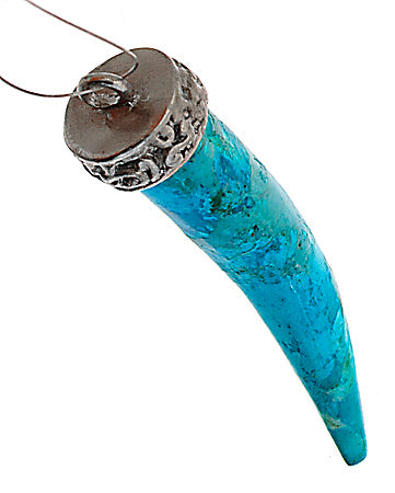 Pendant 11x52mm Turquoise Horn Pendant Pewter