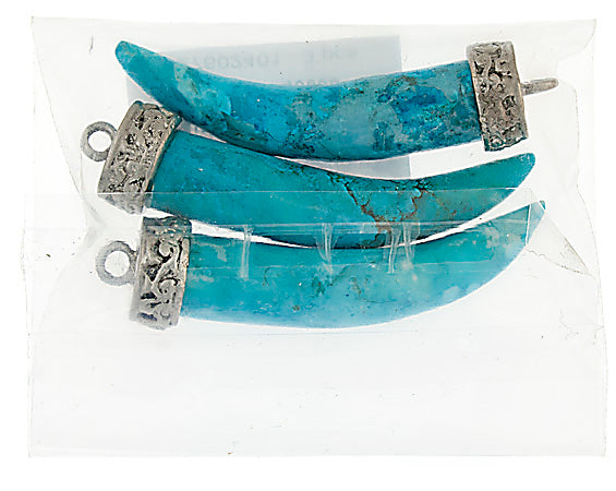 Pendant 11x52mm Turquoise Horn Pendant Pewter