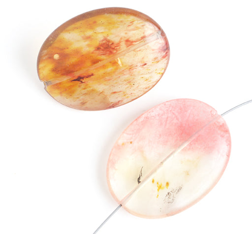 Semi-Precious Oval 40x30mm 8in Strung (5pc) Cherry Quartz Natural