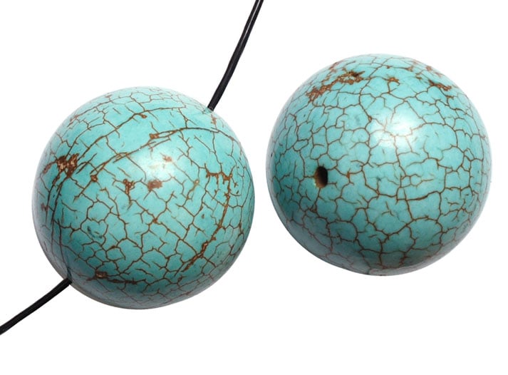 Turquoise Round Stabilized 8in Strand Green