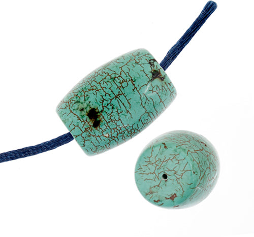 Turquoise Barrel Stabilized 8in Strand Green