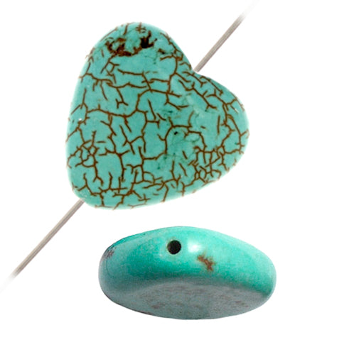 Turquoise 15x4mm Heart Shape Stabilized 2x8in Strand Green