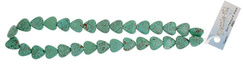 Turquoise 15x4mm Heart Shape Stabilized 2x8in Strand Green