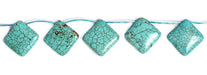 Turquoise 20x6mm Square Shape Stabilized 8in Strand Green