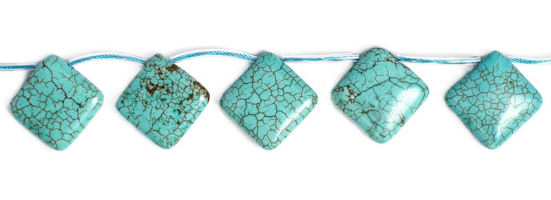 Turquoise 20x6mm Square Shape Stabilized 8in Strand Green