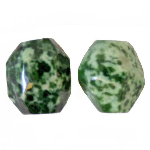 Semi-Precious 15x20mm Facetted Beads Green Spot Jade
