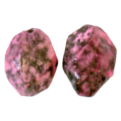 Semi-Precious 15x20mm Facetted Beads Green Spot Jade Coated Pink