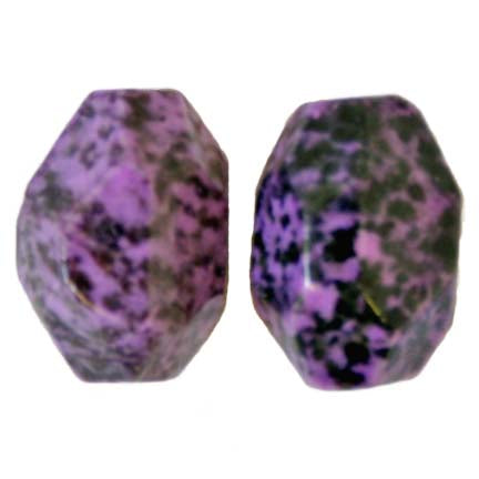 Semi-Precious 15x20mm Facetted Beads Green Spot Jade Coated Purple